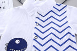 Little Dino Chevron Shirt & Cargo Shorts Set – Button Collar Summer Set (9–36M)    Mimou Babywear