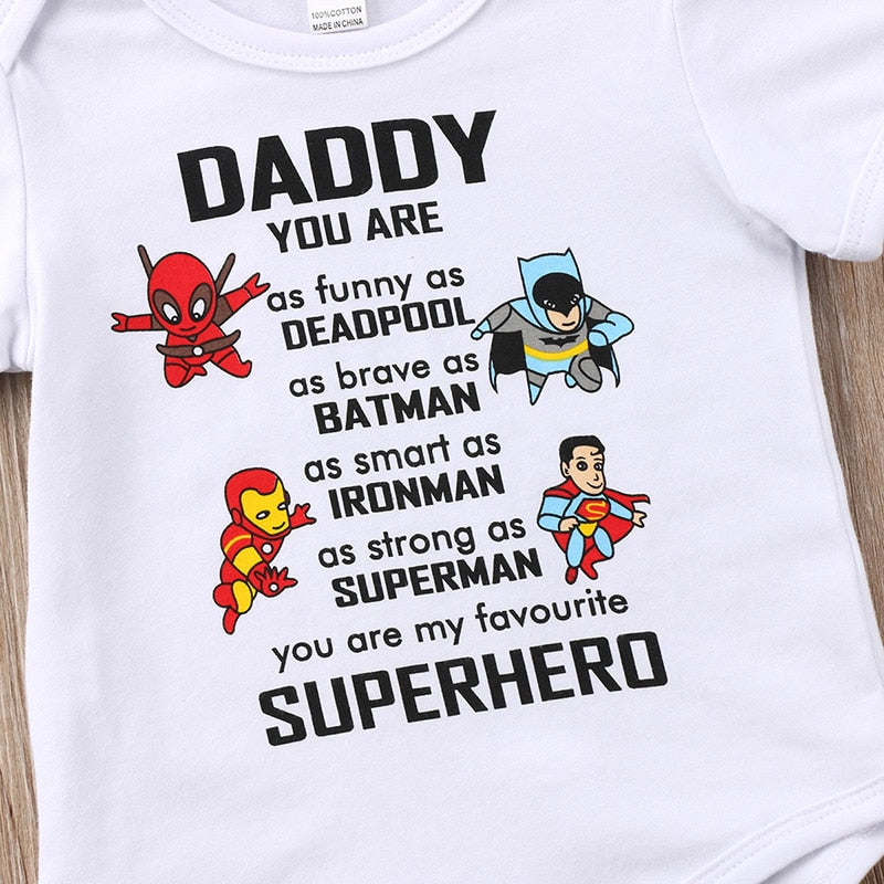 Superhero Cartoon Baby Romper – 100% Cotton Short Sleeve Jumpsuit | Mimou    Mimou Babywear