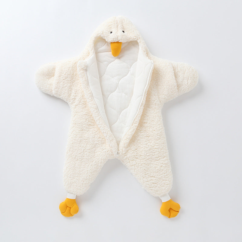 Little Duck Star Sleeping Bag – Sherpa Hooded Wearable Blanket (0–7M)