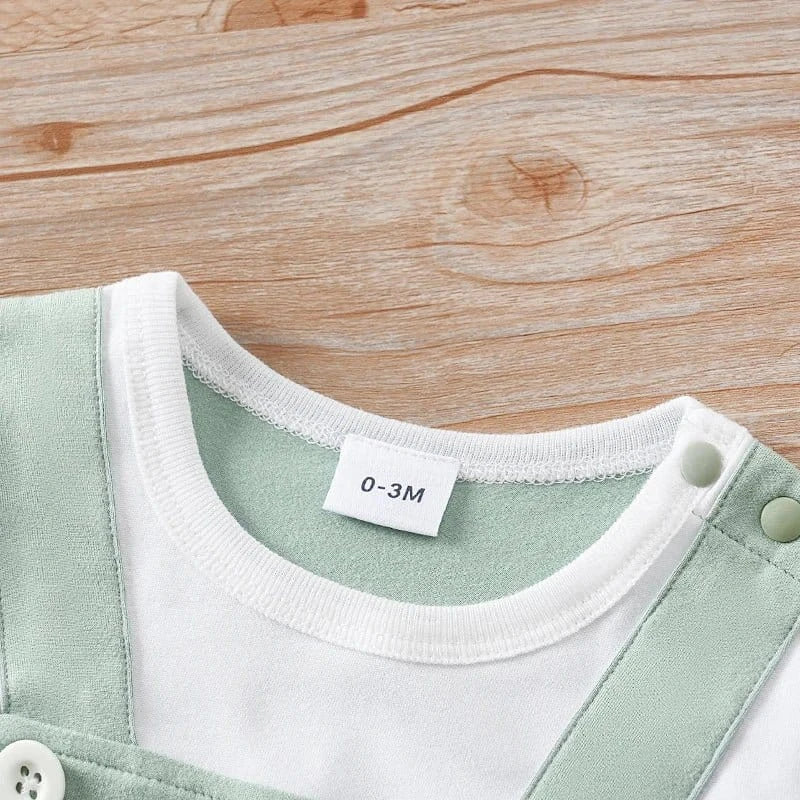 2 - Piece Panda Baby Outfit – Summer Short - Sleeve Romper & Suspender Set (0 - 18M) - Mimou Babywear