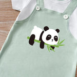2 - Piece Panda Baby Outfit – Summer Short - Sleeve Romper & Suspender Set (0 - 18M) - Mimou Babywear