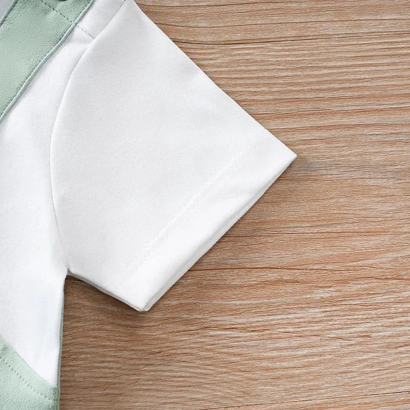 2 - Piece Panda Baby Outfit – Summer Short - Sleeve Romper & Suspender Set (0 - 18M) - Mimou Babywear