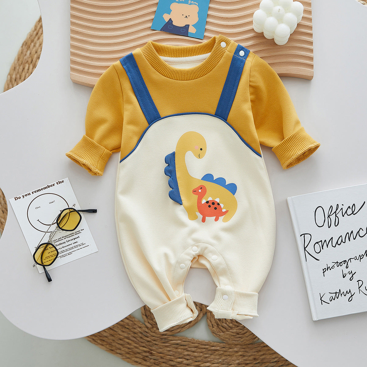 Dinosaur Baby Romper – Long Sleeve Cotton | Mimou    Mimou Babywear