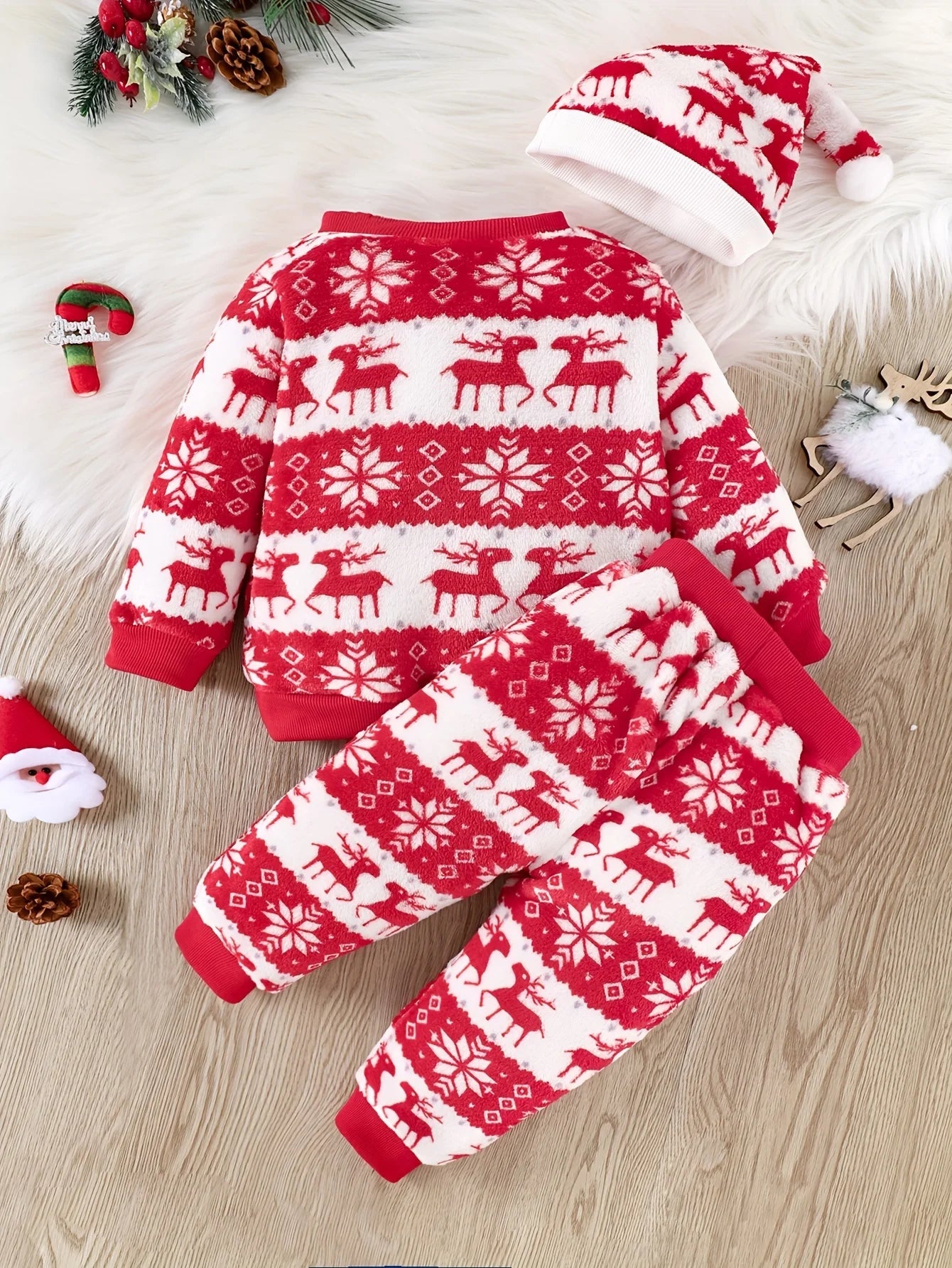 3-Piece Flannel Baby Winter Set – Cozy Christmas Outfit (6-36M)    Mimou Babywear