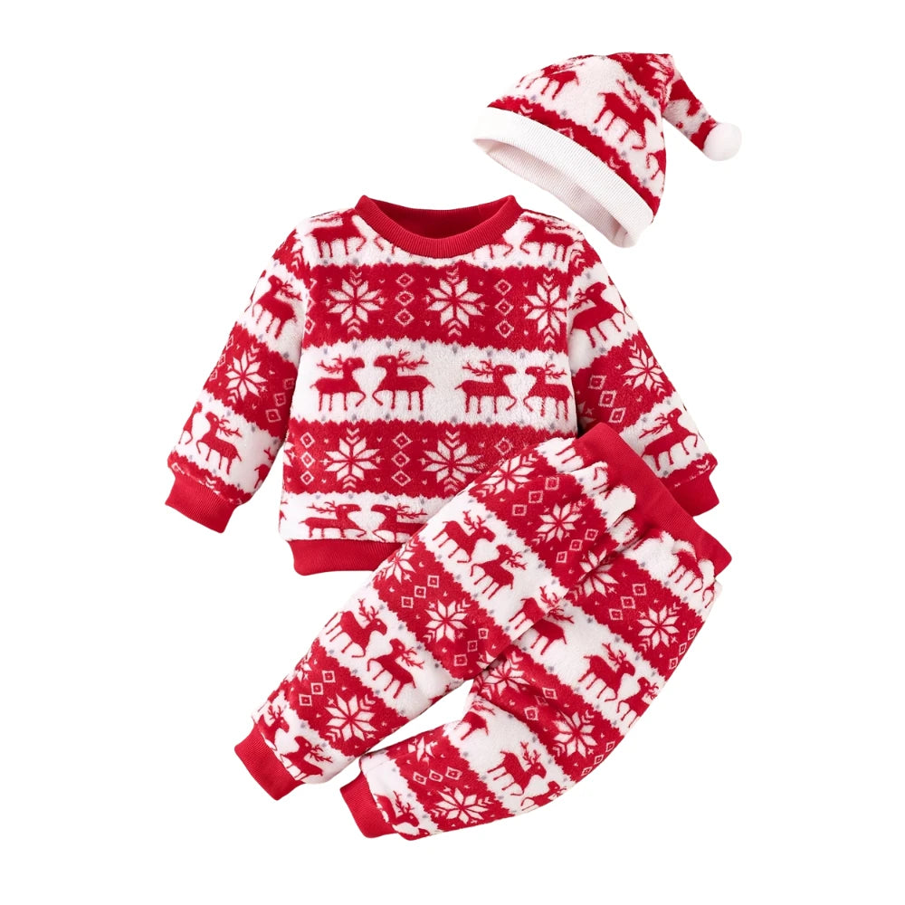 3-Piece Flannel Baby Winter Set – Cozy Christmas Outfit (6-36M)    Mimou Babywear