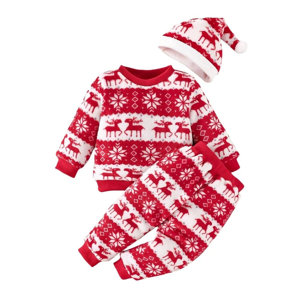 3 - Piece Flannel Baby Winter Set – Cozy Christmas Outfit (6 - 36M) - Mimou Babywear