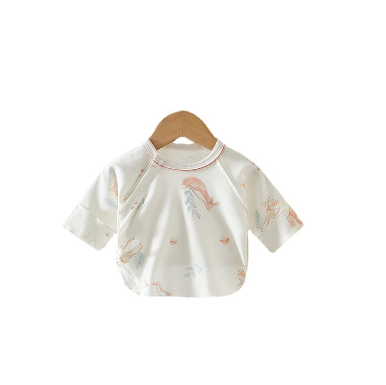 Jungle Animal Print Wrap Top – Newborn Cotton Side-Tie Kimono Shirt
