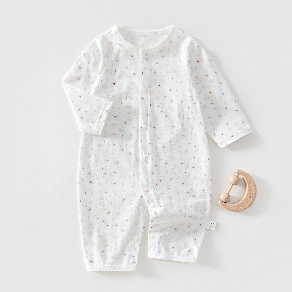 ABC Bear Long Sleeve Romper – Lightweight Full-Snap Cotton Sleepsuit (0–18M)