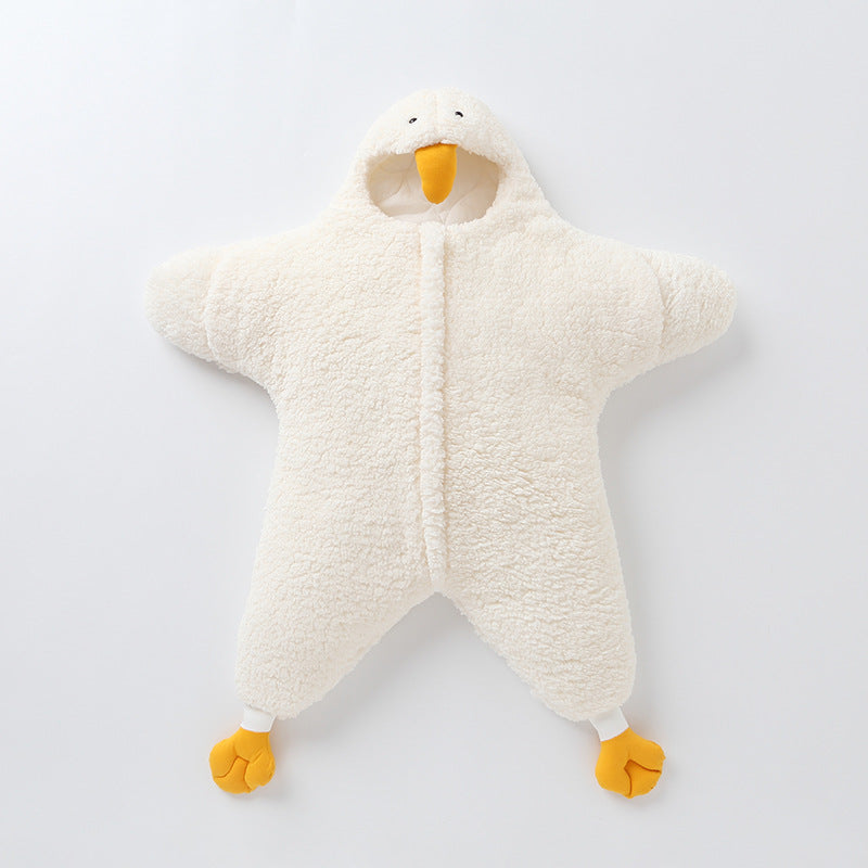 Little Duck Star Sleeping Bag – Sherpa Hooded Wearable Blanket (0–7M)