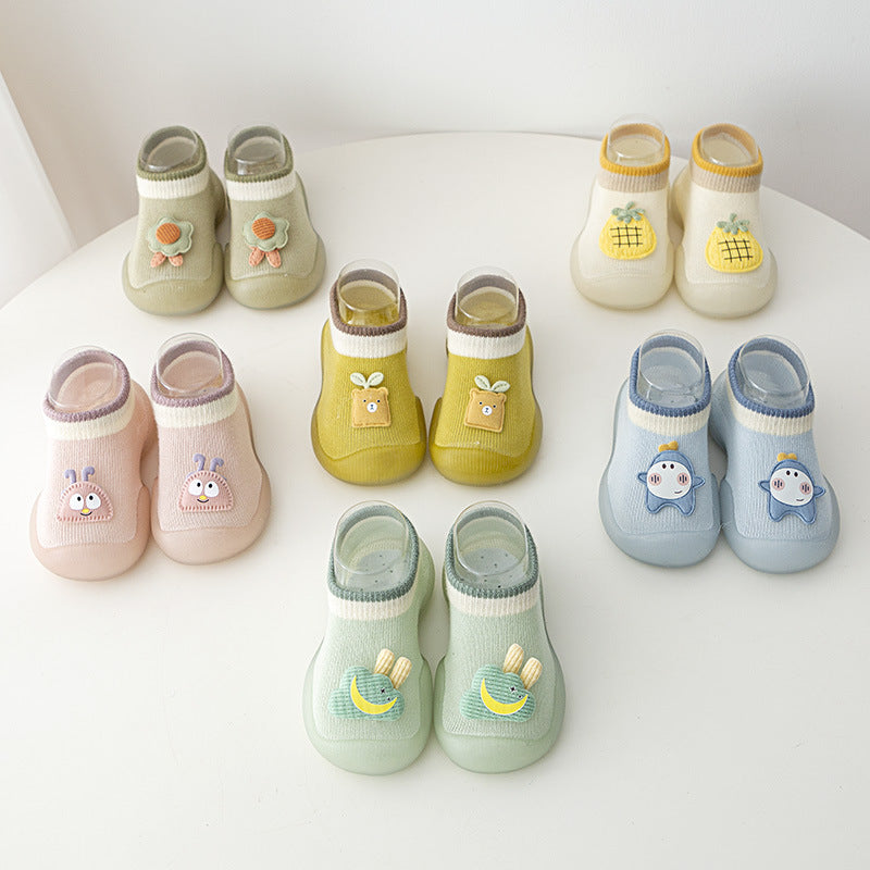 Cartoon Character Sock Shoes – Non-Slip Soft Sole Baby First Walker Shoes (6M–3Y)