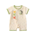 Little Dino Muslin Romper – 3D Dinosaur Short Sleeve Bodysuit (0–18M)    Mimou Babywear