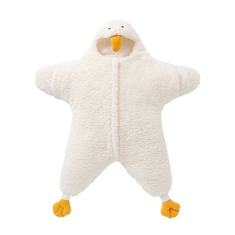 Little Duck Star Sleeping Bag – Sherpa Hooded Wearable Blanket (0–7M)