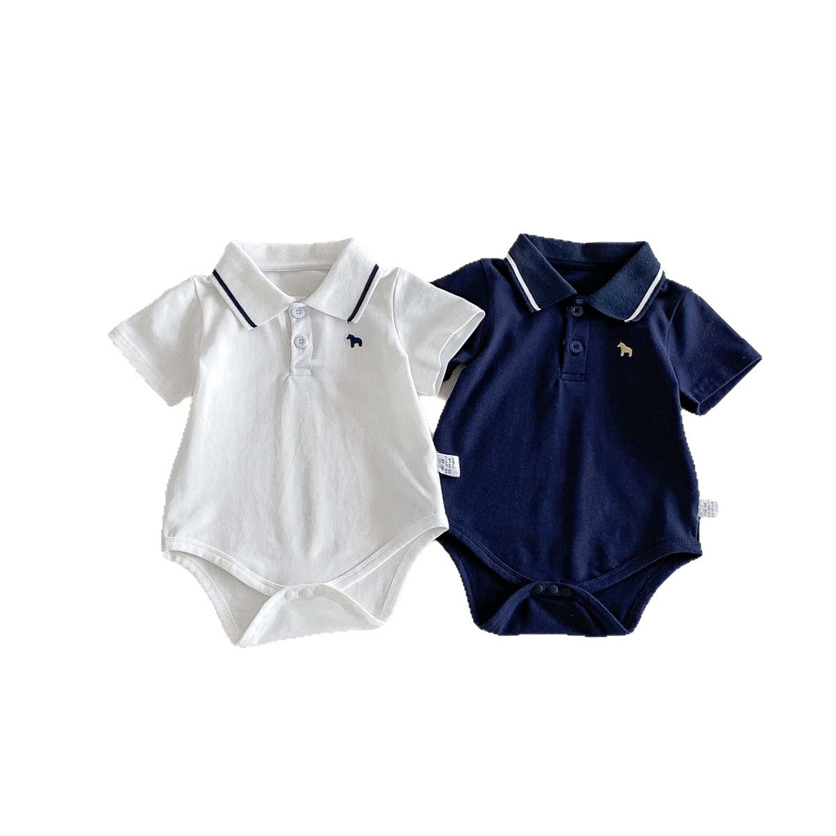 Kleiner Polo-Strampler – Bestickter Pferde-Snap-Body (0–12M)