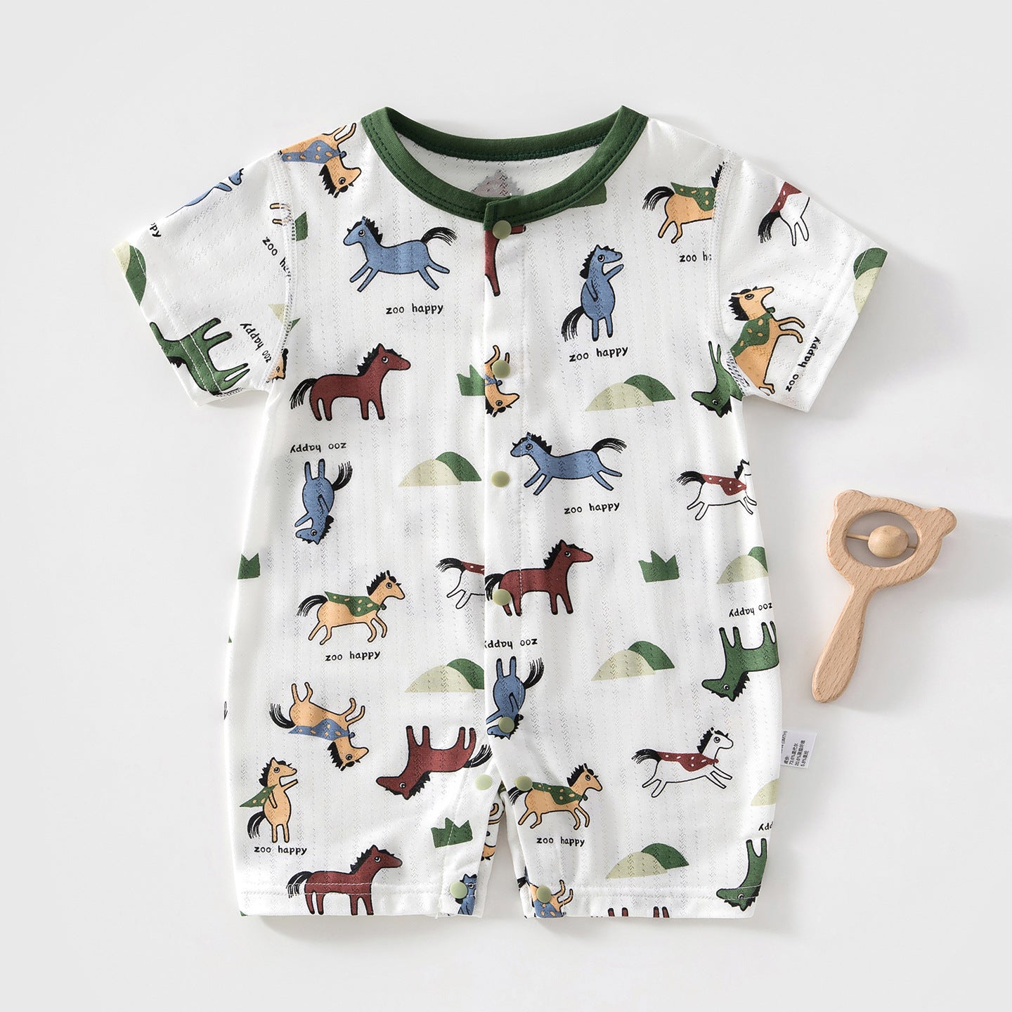 Balloon Adventure Modal Romper – Short Sleeve Snap Bodysuit (0–18M)