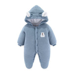 Winter Warm Baby Onesie – Thickened Fleece Hooded Suit for Newborns | Mimou   Light Blue / 80cm Mimou Babywear