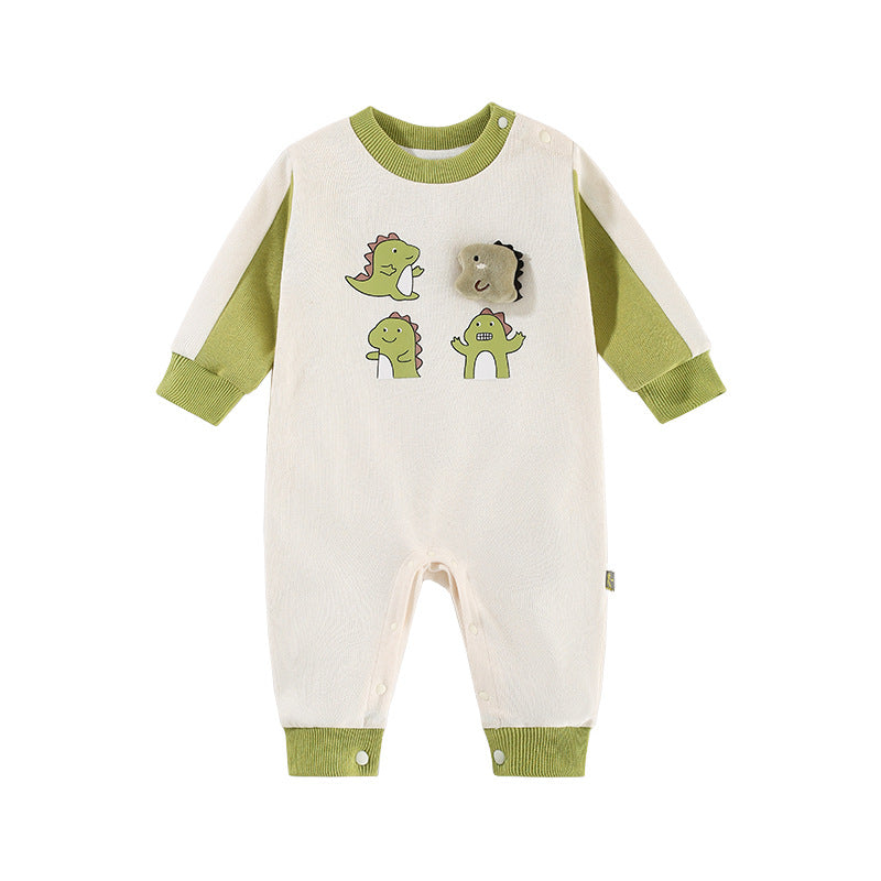 Dinosaur Baby Jumpsuit – Long Sleeve Cotton | Mimou   Apricot / 90cm Mimou Babywear