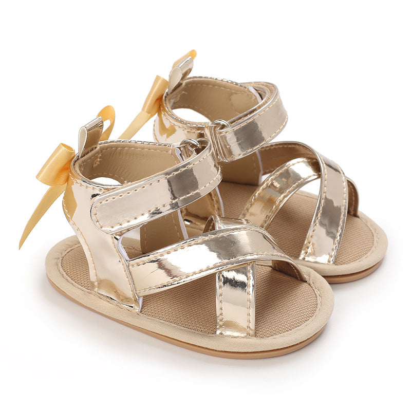 Summer Baby Sandals – Soft Bottom PVC Bow Sandals for 0–18M | Mimou   Golden / 13cm Mimou Babywear