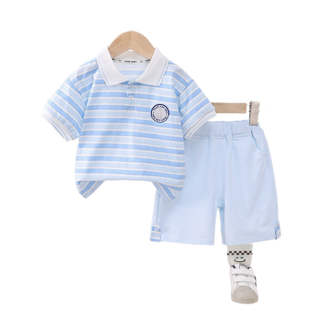 Striped Polo & Shorts Two-Piece Set – Short Sleeve Baby Boy Outfit (12–36M)