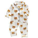 Silky Bear & Leopard Pajama Set – Ice Satin Sleepwear for Toddlers | Mimou   Cream Bear / 3T Mimou Babywear