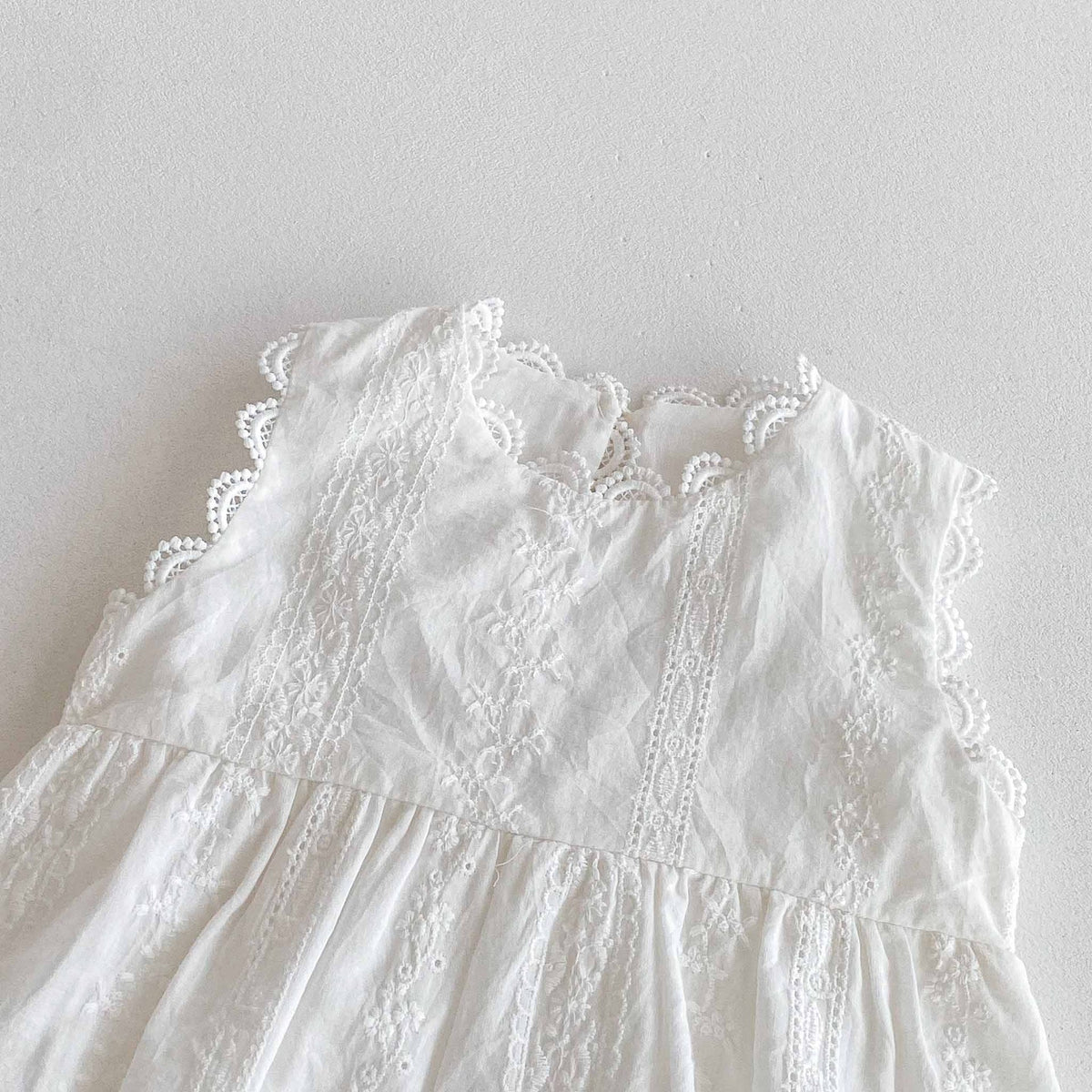 White Cotton Sleeveless Romper – Korean Style Snap Bodysuit (0–18M)    Mimou Babywear