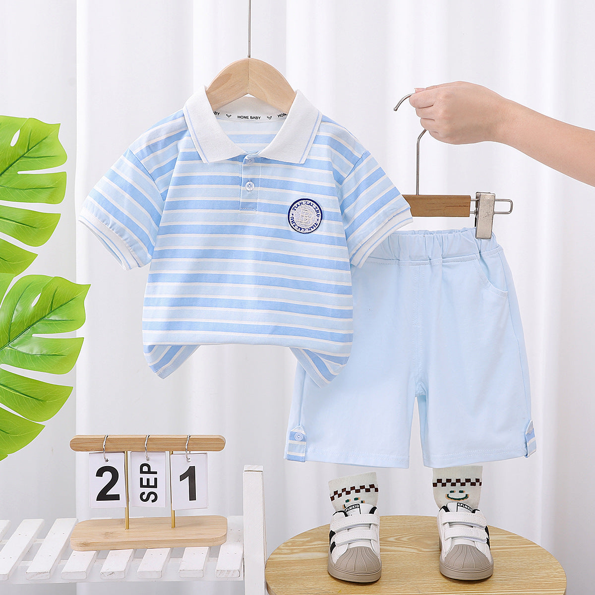 Striped Polo & Shorts Two-Piece Set – Short Sleeve Baby Boy Outfit (12–36M)