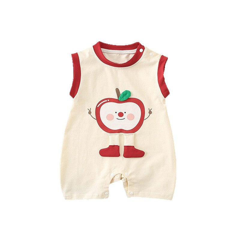 Pelele sin mangas con dibujo de manzana roja - body ligero de algodón (0-12M)