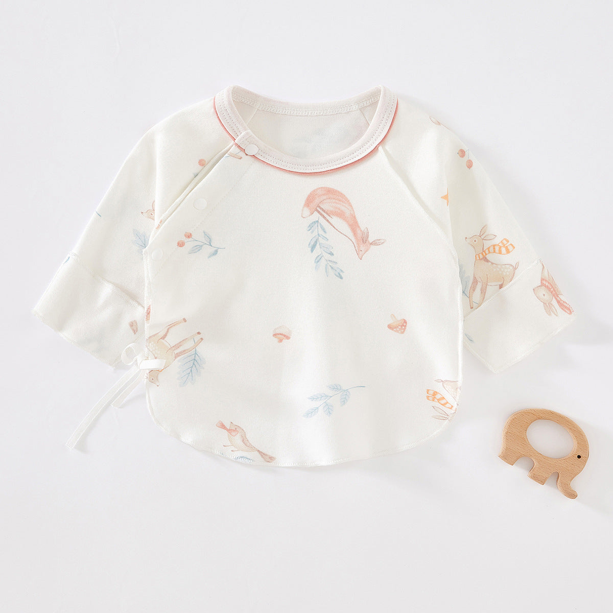 Jungle Animal Print Wrap Top – Newborn Cotton Side-Tie Kimono Shirt