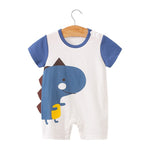 Cartoon Animal Summer Baby Romper – Lightweight Cotton Short Sleeve | Mimou   2279 Blue Dinosaur / 90cm Mimou Babywear