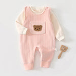 Autumn Baby Warm 2-Piece Set – Velvet Long-Sleeve Top & Suspender Pants   Pink / 2-3T(100) Mimou Babywear