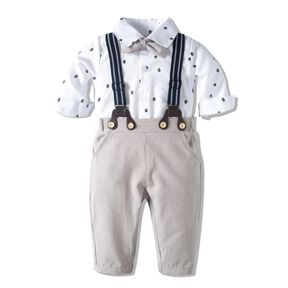 Autumn Gentleman Cotton Romper (0-24M)   White / 100cm Mimou Babywear