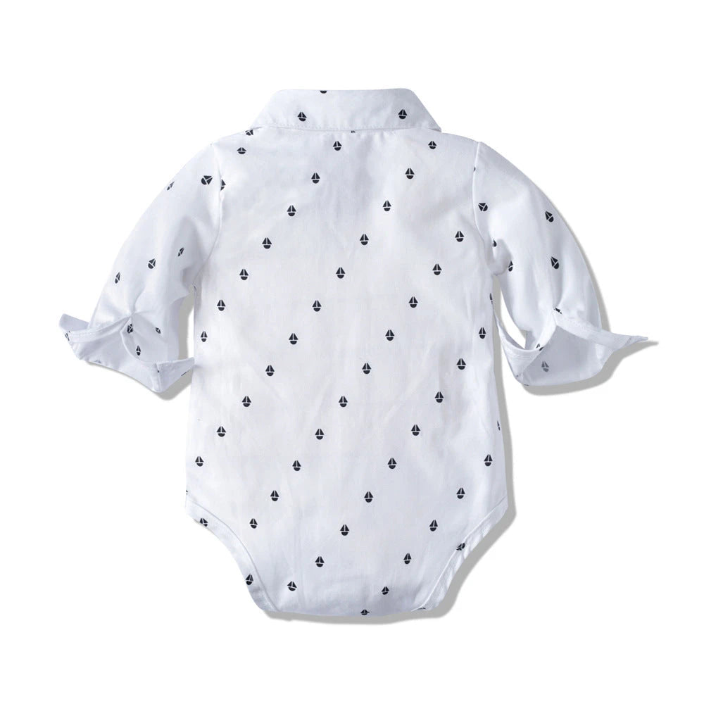 Autumn Gentleman Cotton Romper (0-24M)    Mimou Babywear