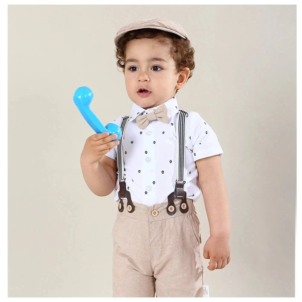 Autumn Gentleman Cotton Romper (0-36M)    Mimou Babywear