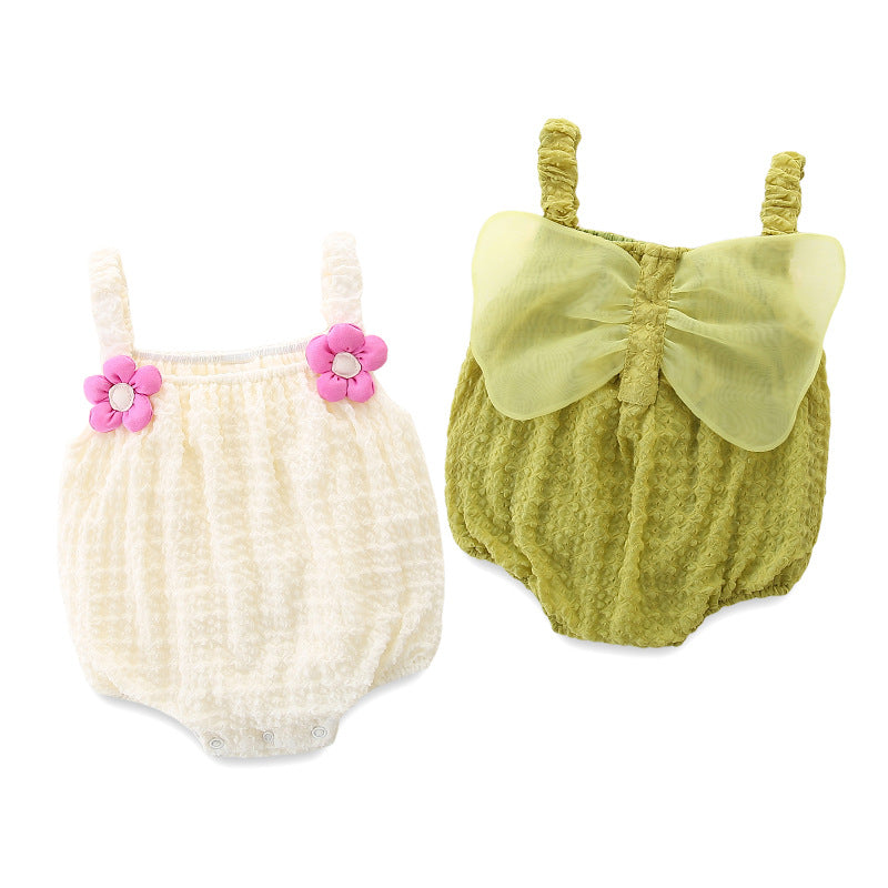 Barboteuse fleur et aile de papillon à bulles – body sans manches à bretelles avec détail 3D (0–18 mois)