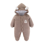 Winter Warm Baby Onesie – Thickened Fleece Hooded Suit for Newborns | Mimou   Coffee Color / 80cm Mimou Babywear