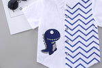 Little Dino Chevron Shirt & Cargo Shorts Set – Button Collar Summer Set (9–36M)    Mimou Babywear