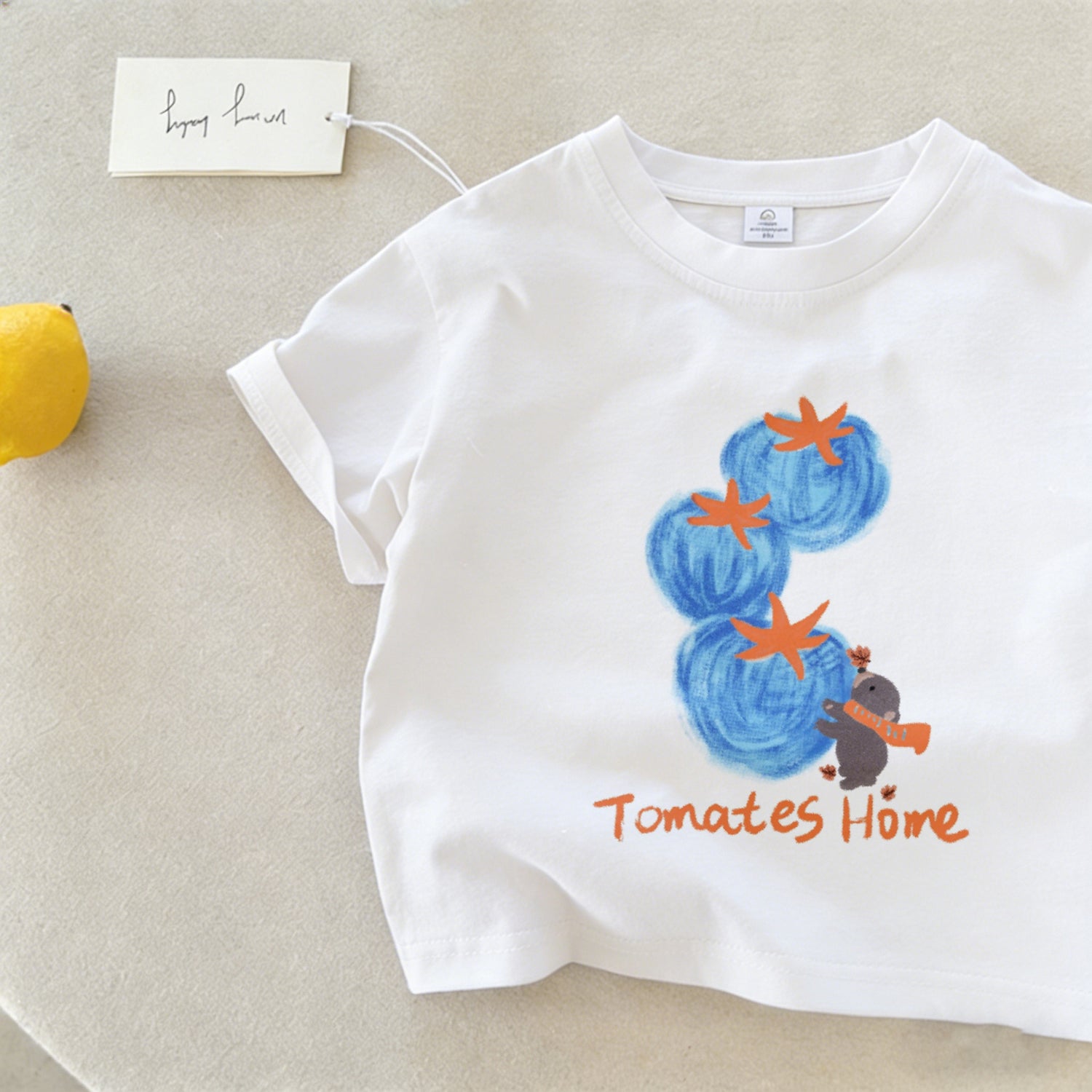 Tomates Home Graphic Tee – Watercolour Print Short Sleeve Cotton T-Shirt (12M–3Y)