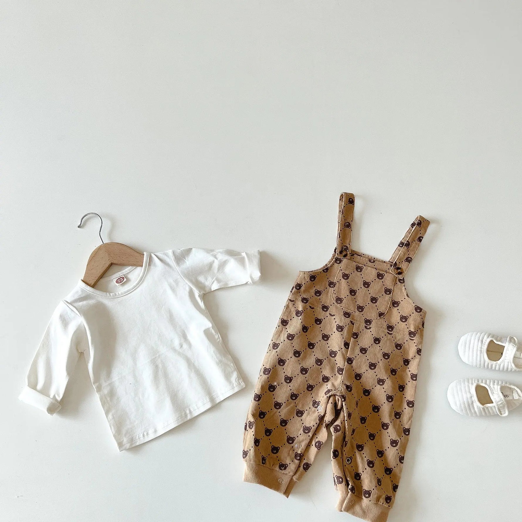 Baby Bear Cotton Overalls – Loose Strap Pants for Boys and Girls | Soft & Comfy Fit    Mimou Babywear