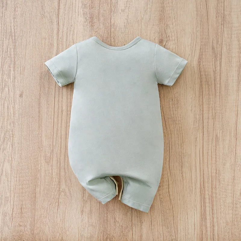 Baby Bear Short Sleeve Romper in Soft Cotton (0–24M)    Mimou Babywear