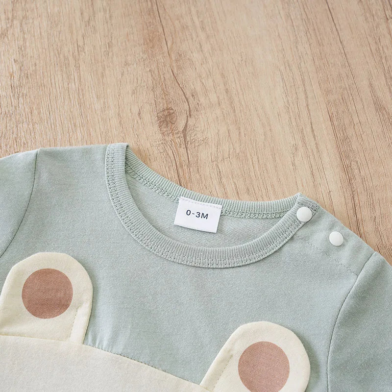 Baby Bear Short Sleeve Romper in Soft Cotton (0–24M)    Mimou Babywear