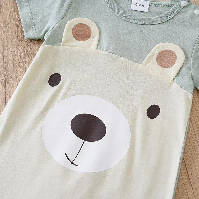 Baby Bear Short Sleeve Romper in Soft Cotton (0–24M)    Mimou Babywear