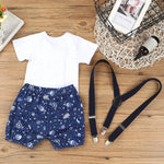 Baby Boy Gentleman Romper & Shorts Set with Suspenders – 3pcs Outfit    Mimou Babywear