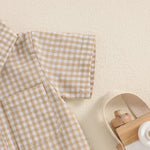 Baby Boy Plaid Polo Romper – Soft Cotton Short Sleeve Bodysuit with Collar & Buttons (3-24M)    Mimou Babywear