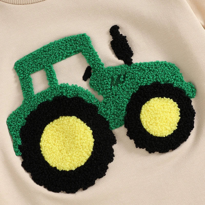 Baby Boy Truck Embroidery 2-Piece Set – Cotton Short Sleeve Top & Elastic Shorts (6-36M)    Mimou Babywear