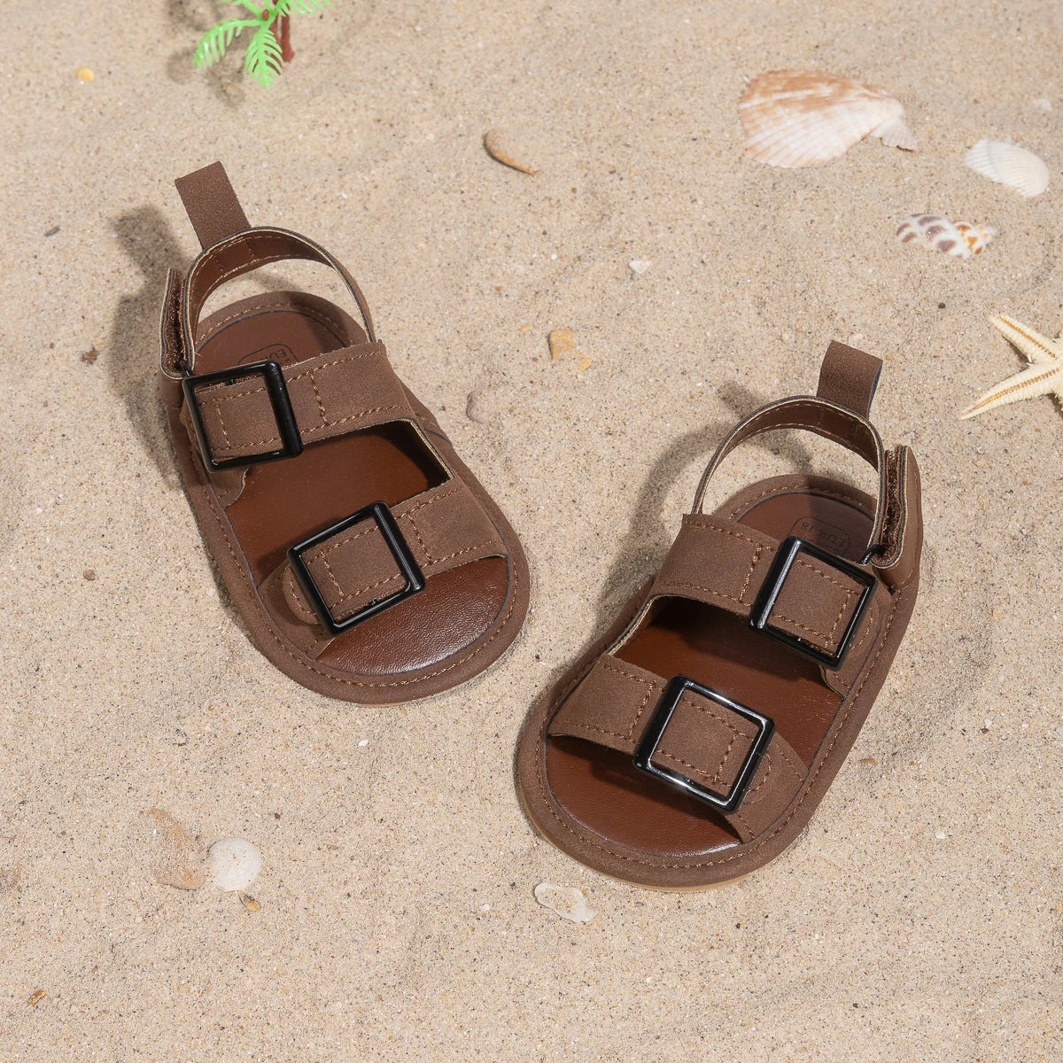 Baby Buckle Sandals with Soft Non-Slip Sole (0–18M)    Mimou Babywear