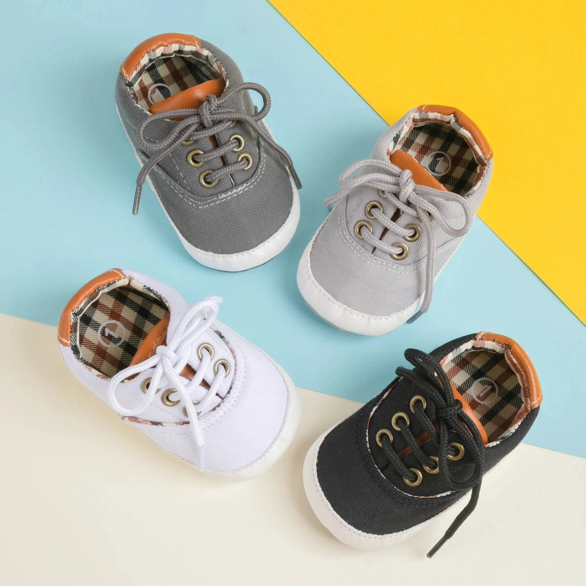 Baby Canvas First Walker Shoes with Soft Non-Slip Sole (0–18 Months)    Mimou Babywear