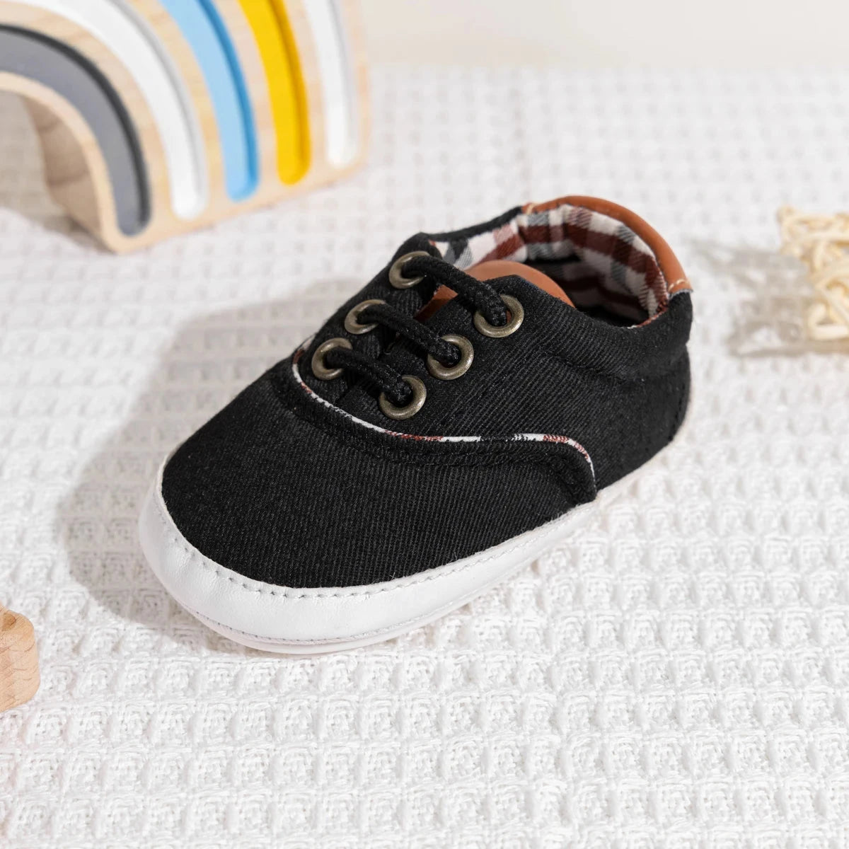 Baby Canvas First Walker Shoes with Soft Non-Slip Sole (0–18 Months)    Mimou Babywear