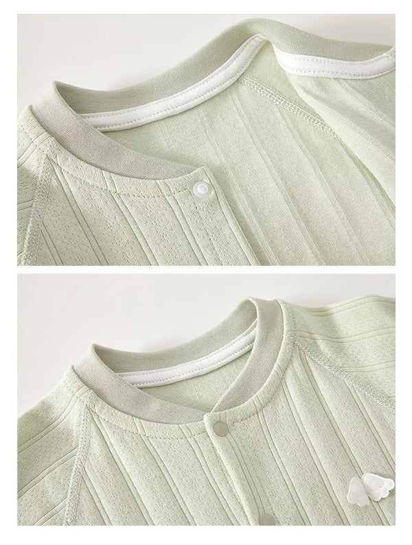 Baby Cotton Long-Sleeve Romper – Soft Unisex One-Piece with Embroidered Wings    Mimou Babywear