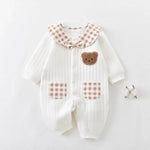 Baby Cotton Warm Bear Romper – Soft Long-Sleeve One-Piece for Spring & Autumn    Mimou Babywear