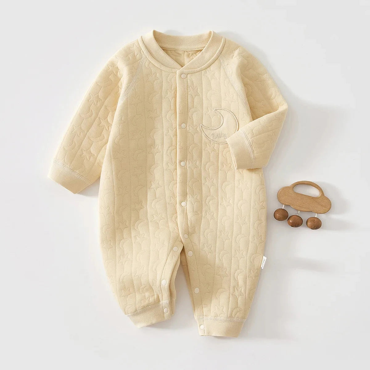 Baby Cotton Warm Jumpsuit – Soft Long-Sleeve Autumn & Winter Romper for Newborns   Beige / 18M(90) Mimou Babywear