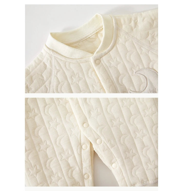 Baby Cotton Warm Jumpsuit – Soft Long-Sleeve Autumn & Winter Romper for Newborns    Mimou Babywear